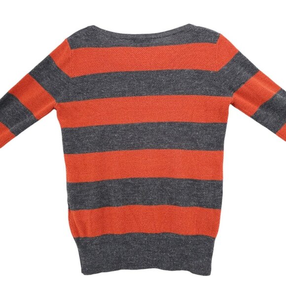 COMME CA ISM Knit Top Gray Orange Colorblock Stripe Women's MEDIUM - Picture 4 of 9